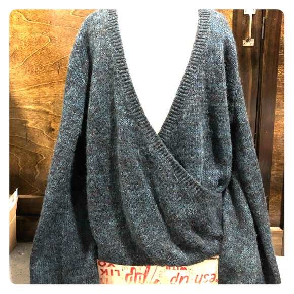 Free People Sweaters - FREE PEOPLE Green Deep Vneck Oversized Sweater, S